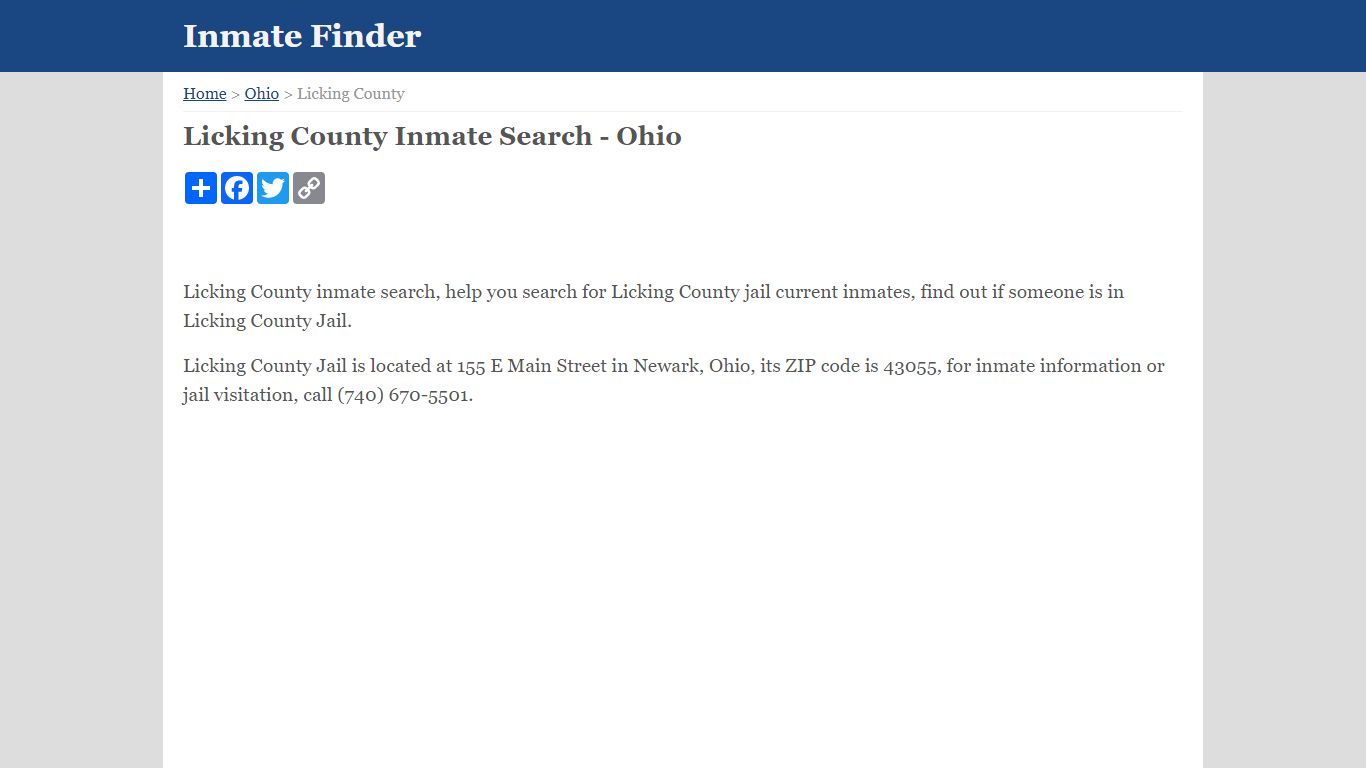 Licking County Inmate Search - Ohio
