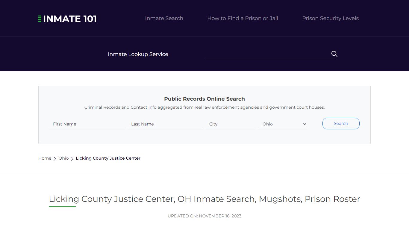 Licking County Justice Center, OH Inmate Search, Mugshots, Prison ...
